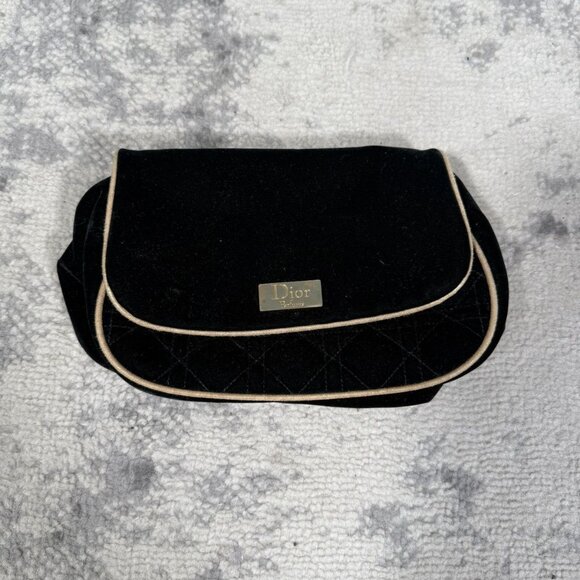 Dior Parfums Black Velvet Cosmetic Makeup Bag - Picture 1 of 7